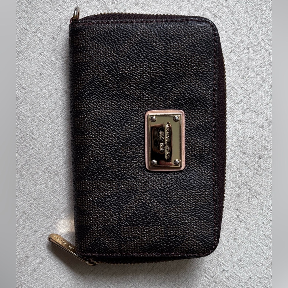 Michael Kors Dark Brown Wallet with Gold Hardware